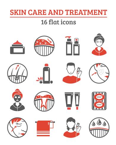 Huid cosmetica Icons Set vector