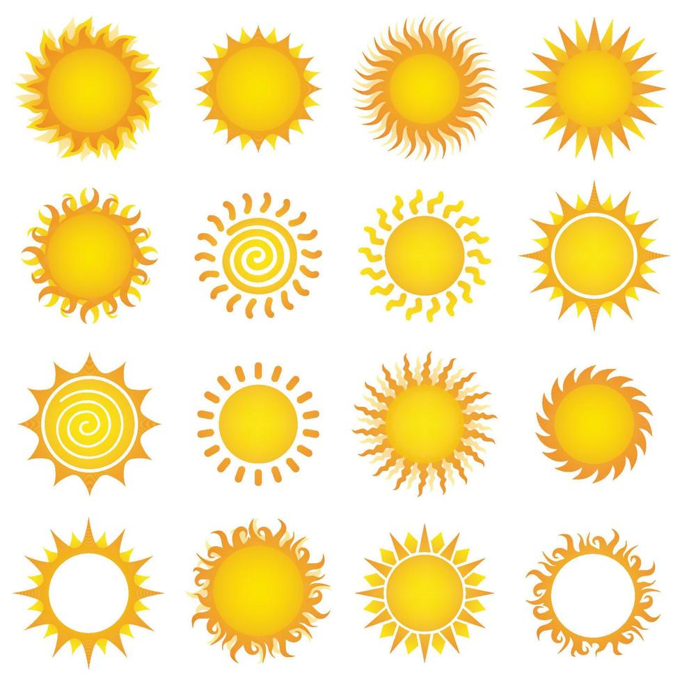 set van zon illustraties vector