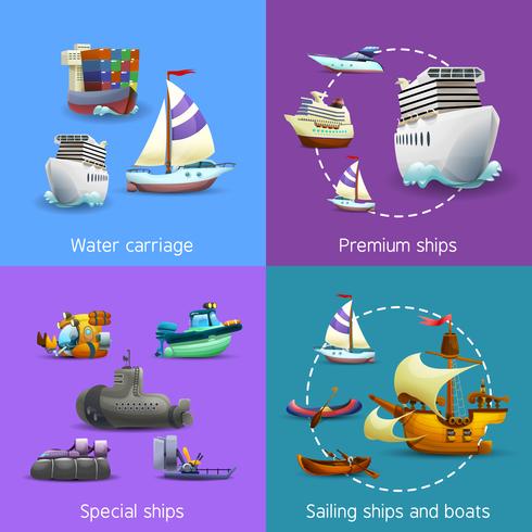 Water Transport Icons Set vector