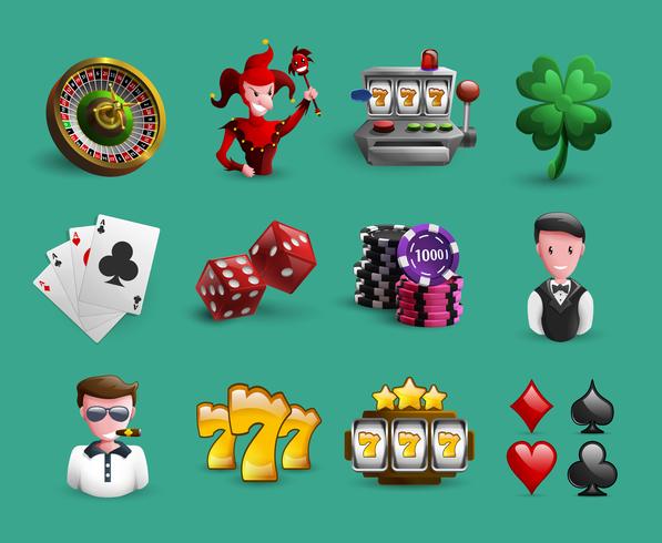 casino cartoon pictogrammen instellen vector