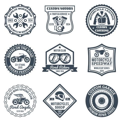 Motorfiets Labels Zwart vector