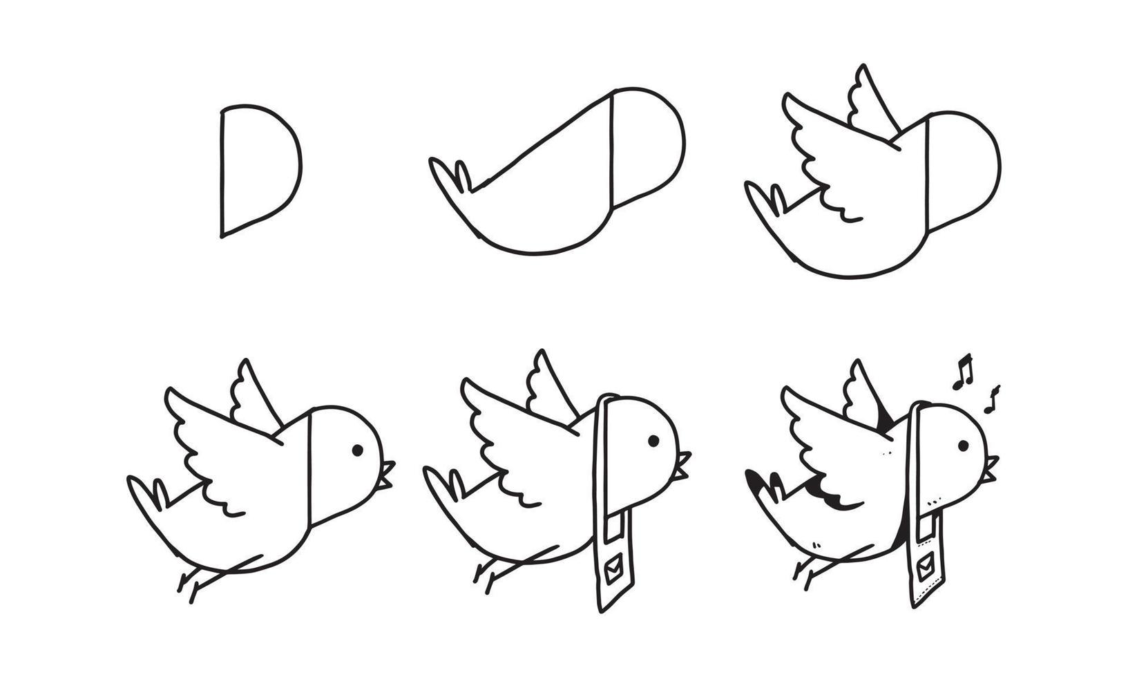 een schattig vogeltje. huisdieren dierlijk beeldverhaal kleuren karakter collectie voor kinderen. gemakkelijk grappige dieren tekening illustratie voor kinderen creativiteit. tekengids in vectorontwerp. vector
