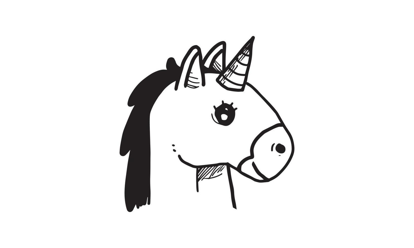 kleine pony hoofd illustratie. kleurloze cartoon voor teken- en kleuractiviteiten. leuke activiteit voor de ontwikkeling en creativiteit van kinderen. object geïsoleerd op een witte achtergrond in vector design.