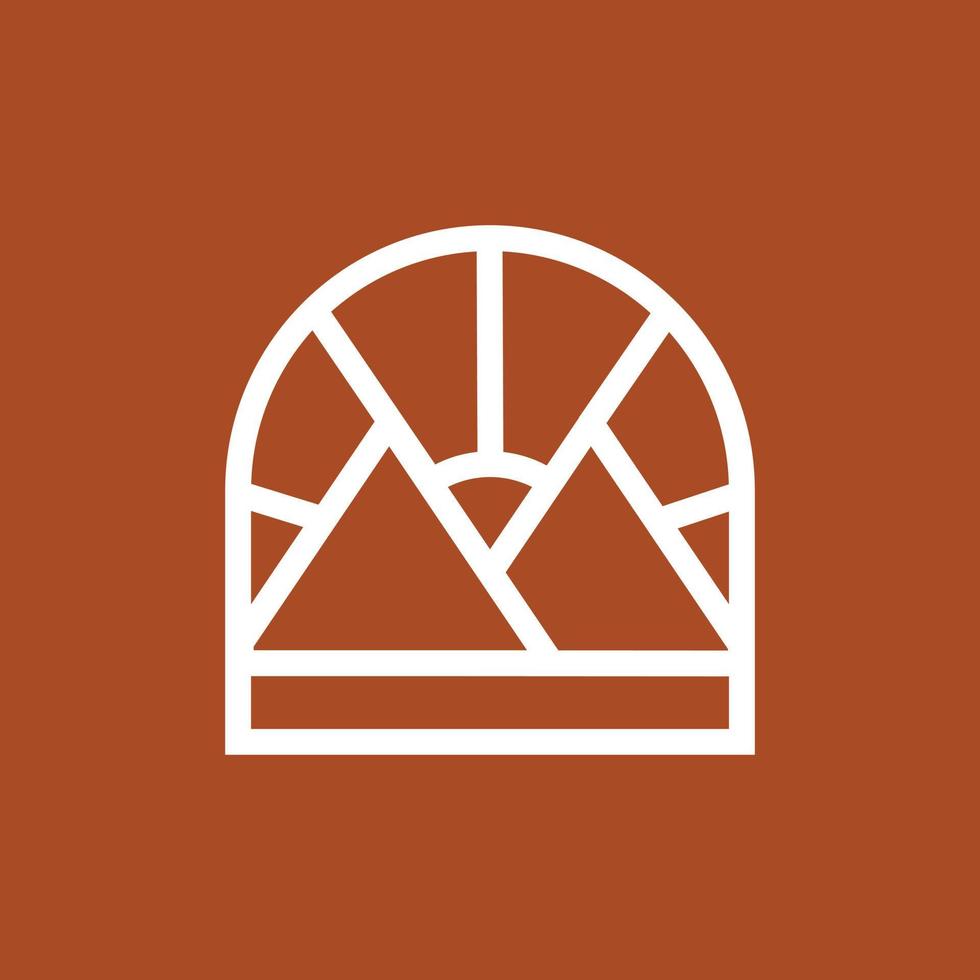 het berglogo, pictogram, symbool in Boheemse stijl op een bruine achtergrond. vectorelementillustratie voor decoratie in moderne minimalistische stijl. vector