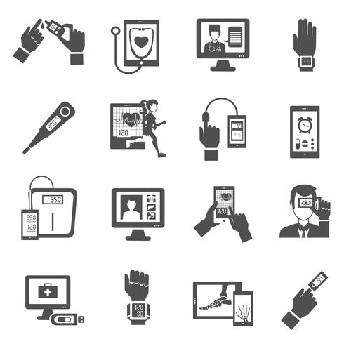 Digitale gezondheid Icons Set vector
