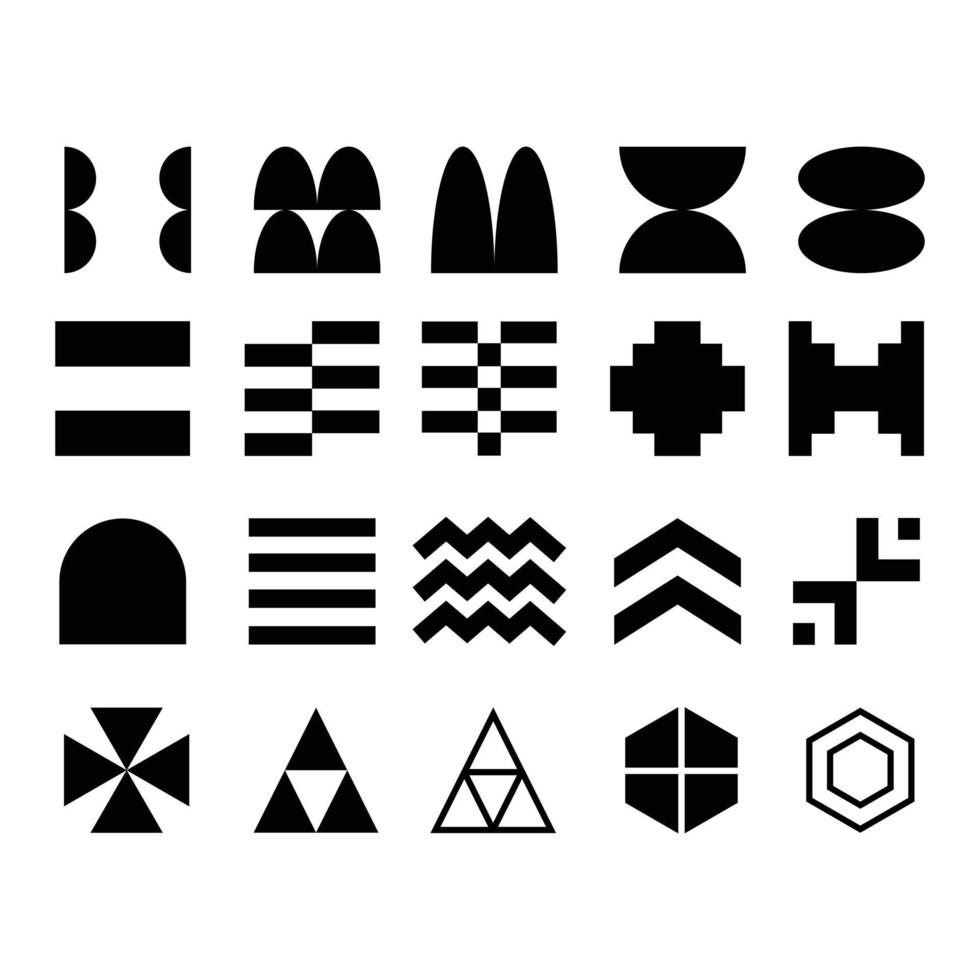 een verzameling abstracte geometrische vormen voor elementontwerp. willekeurige vorm van pictogramelementen om elk ontwerp te maken. vector