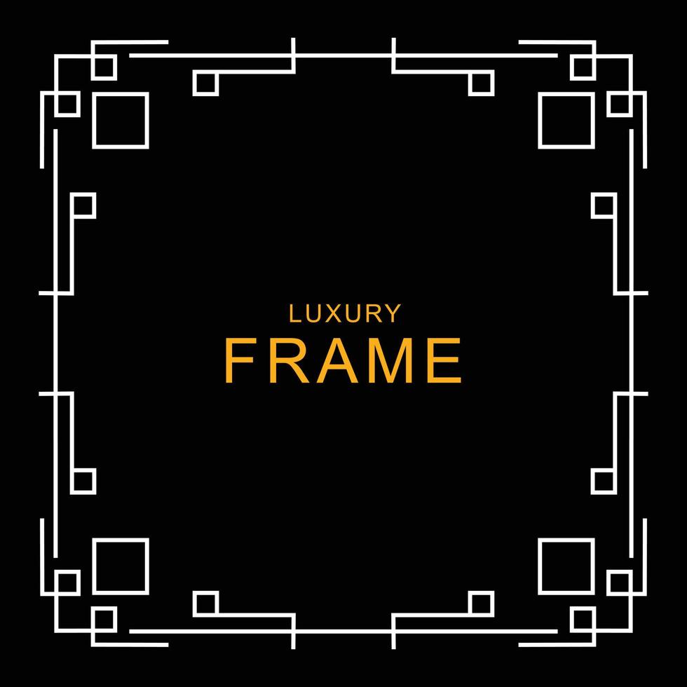 een eenvoudig vierkant frame met een ornament als rand. collectieset van het gouden omtrekframe met gouden tekstsjabloon op zwart voor het decoreren van ontwerp, kaart, uitnodiging, enz. vector