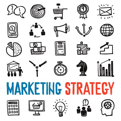 Marketingstrategie Icons Set vector