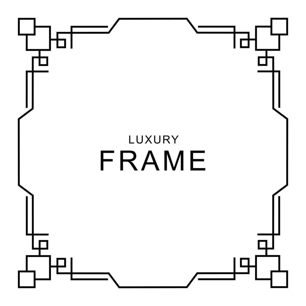 het eenvoudige vierkante frame met een ornament als rand. collectieset van het zwarte omtrekframe op wit voor het decoreren van ontwerp, kaart, uitnodiging, enz. vector