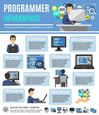 Programmeur Infographics Set vector