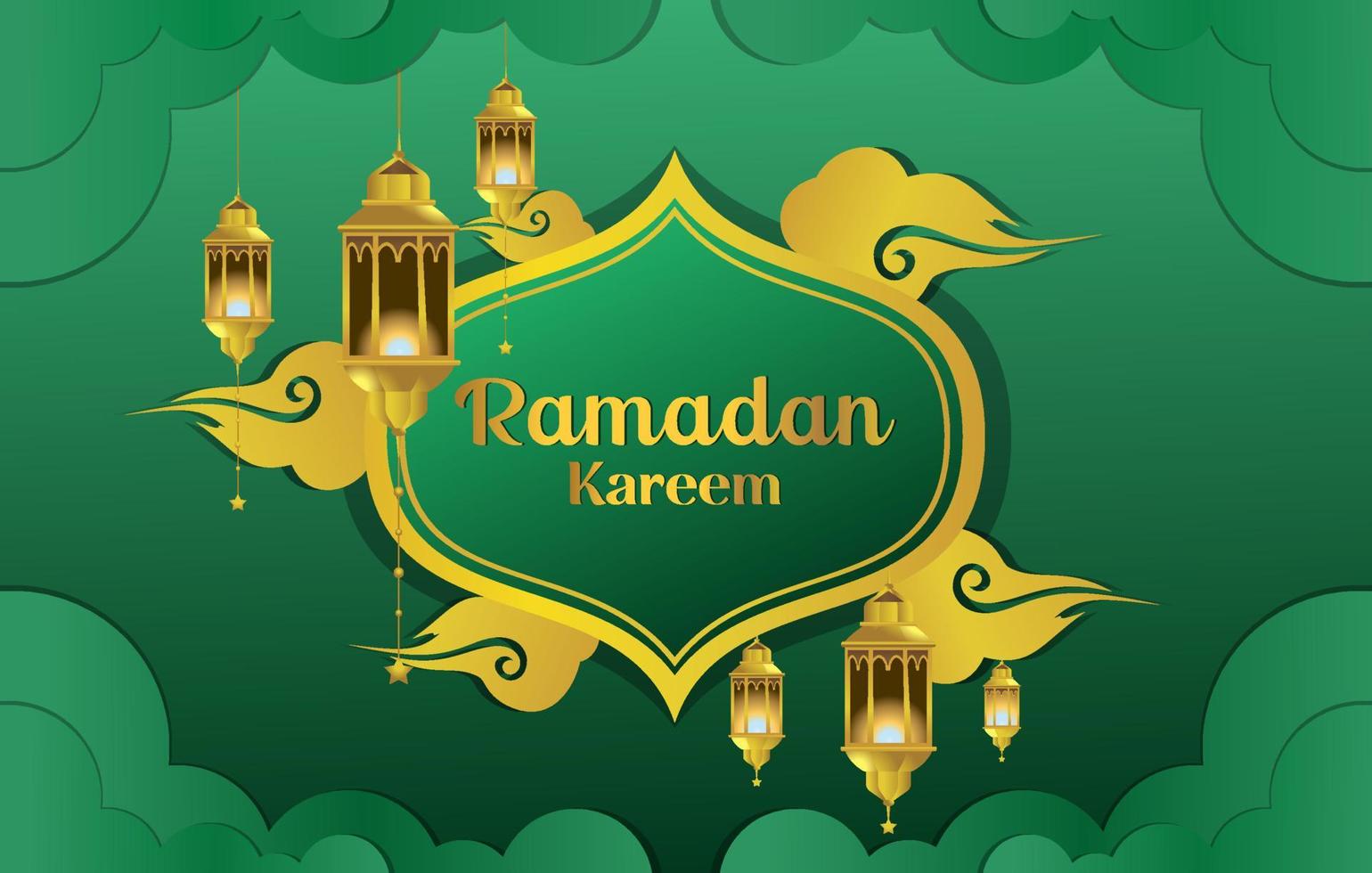 ramadan kareem eid mubarak kalligrafie met maan turkooizen achtergrond vector