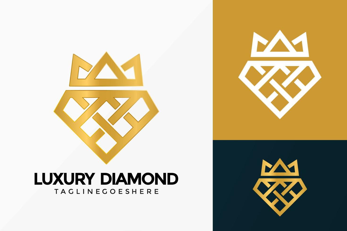 premium luxe diamanten kroon logo vector ontwerp. abstract embleem, ontwerpen concept, logo's, logo element voor sjabloon.