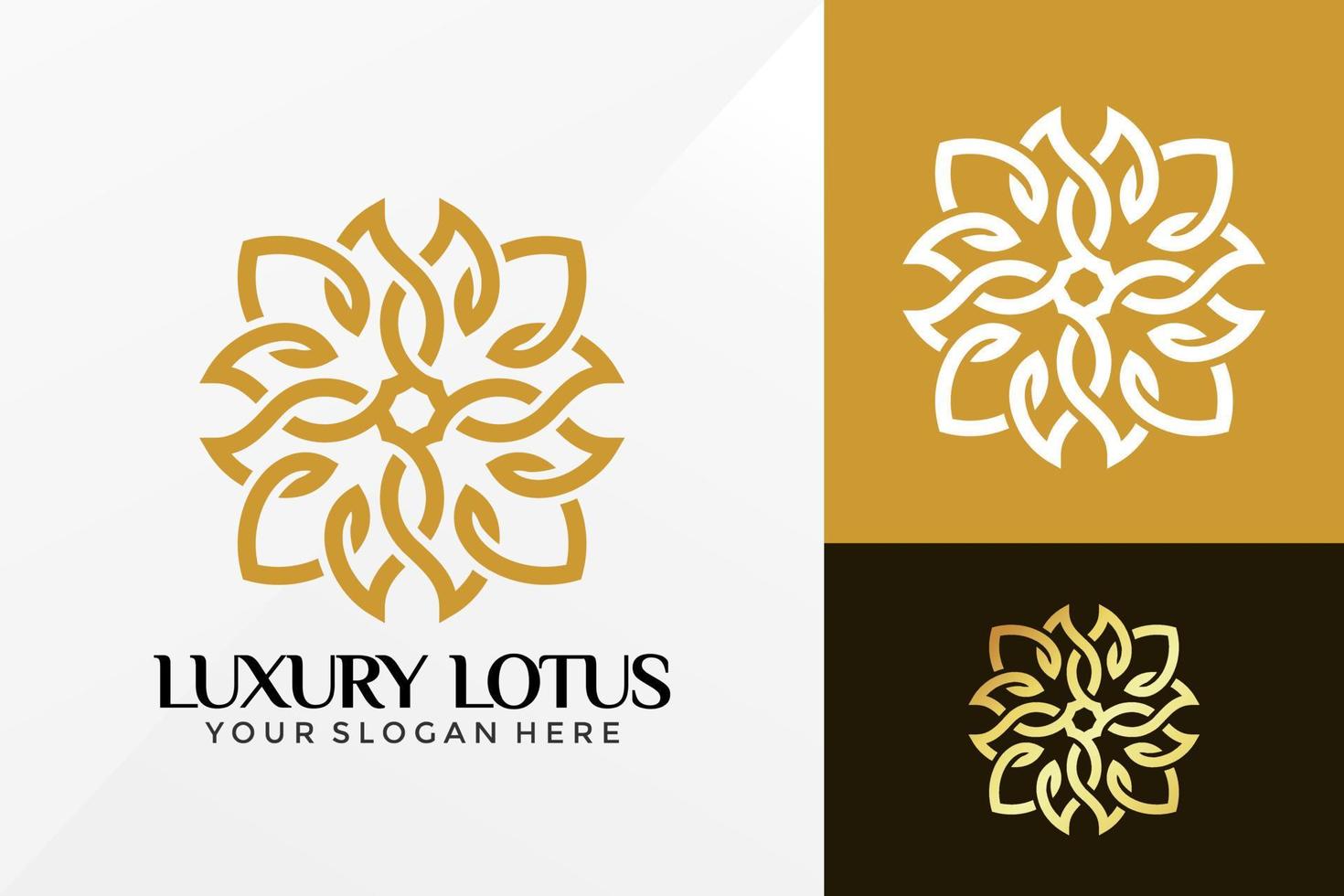 luxe lotus logo vector ontwerp. merkidentiteit embleem, ontwerpen concept, logo's, logo element voor sjabloon.