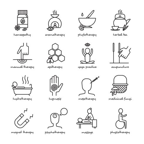 Alternatieve geneeskunde Icons Set vector