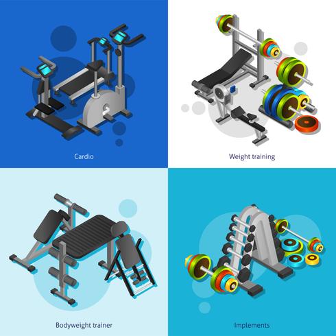 Fitnessapparatuur afbeeldingenset vector