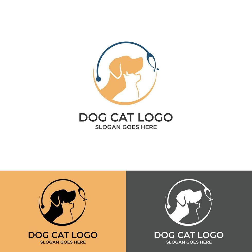 kat gegraveerd in een witte hond. dier logo concept vector