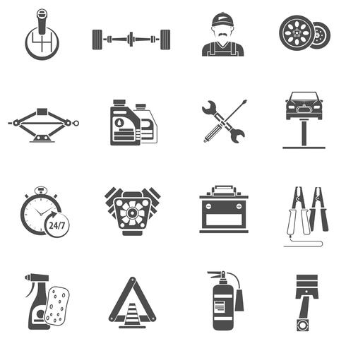 Car Service pictogrammen zwart vector