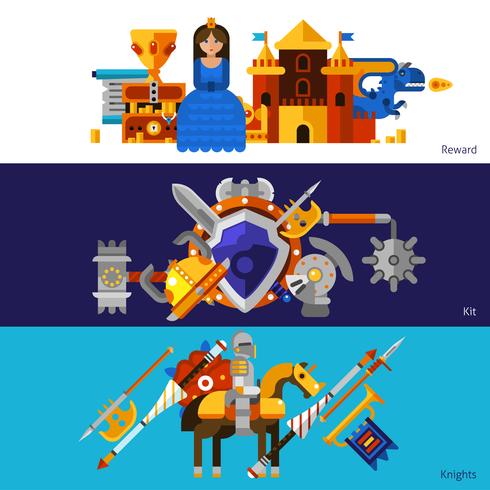 Horizontale Knight Banners Set vector