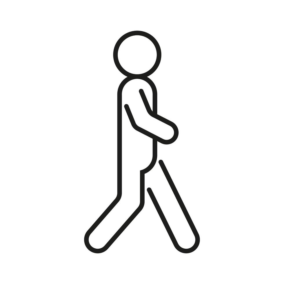 figuur persoon lopen pictogram, voetgangerszijde teken. vector mensen, lijn silhouet mens