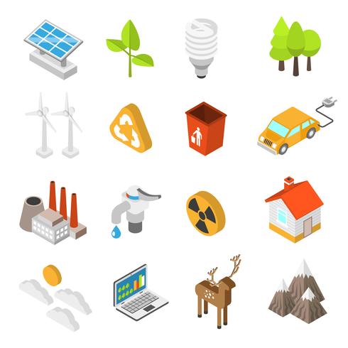 Ecologie en milieu Protection Icon Set vector