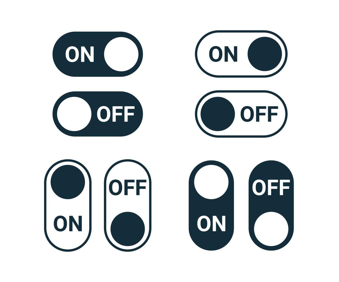 aan uit schakelaar schuifknop, pictogram toggle controle. grafische aanraaknavigatie-interface. vector teken