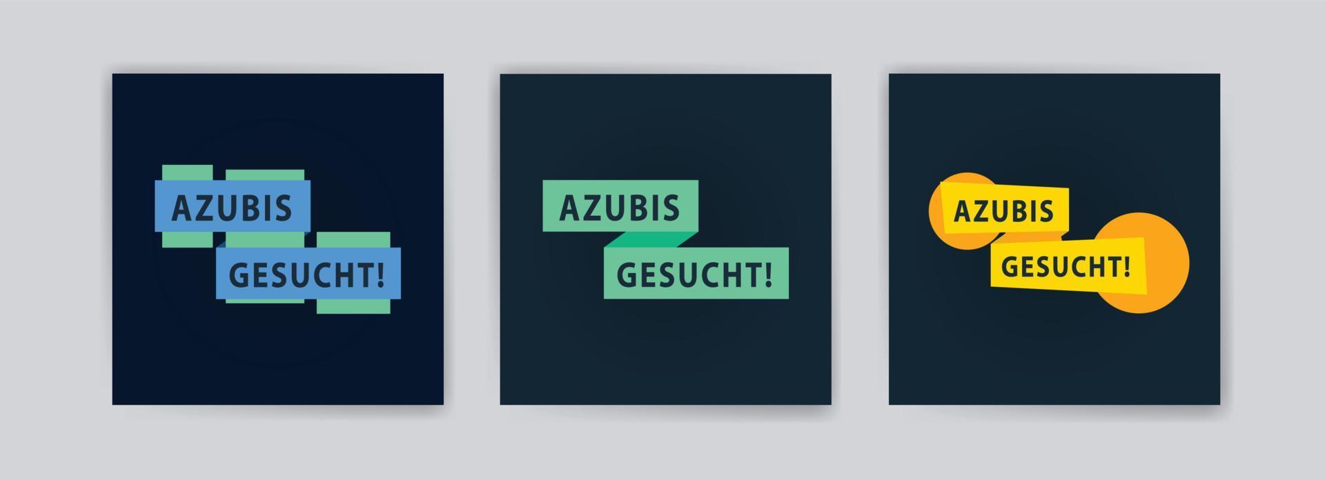 azubis gesucht. vectorbanners voor achtergronden, wenskaarten, advertenties op sociale media en ansichtkaarten. vector