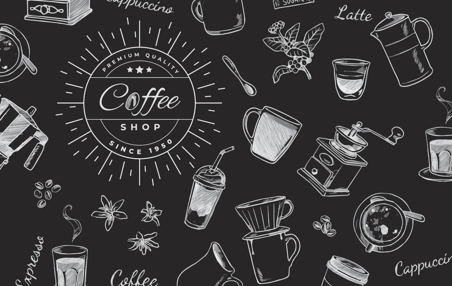 zwart-wit coffeeshop background.eps vector