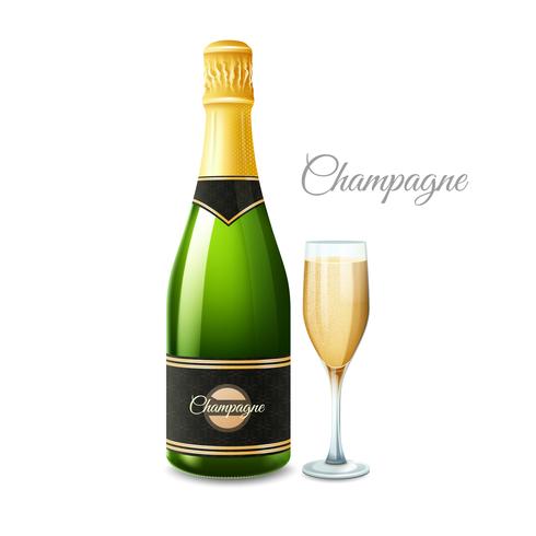 Champagne realistische set vector