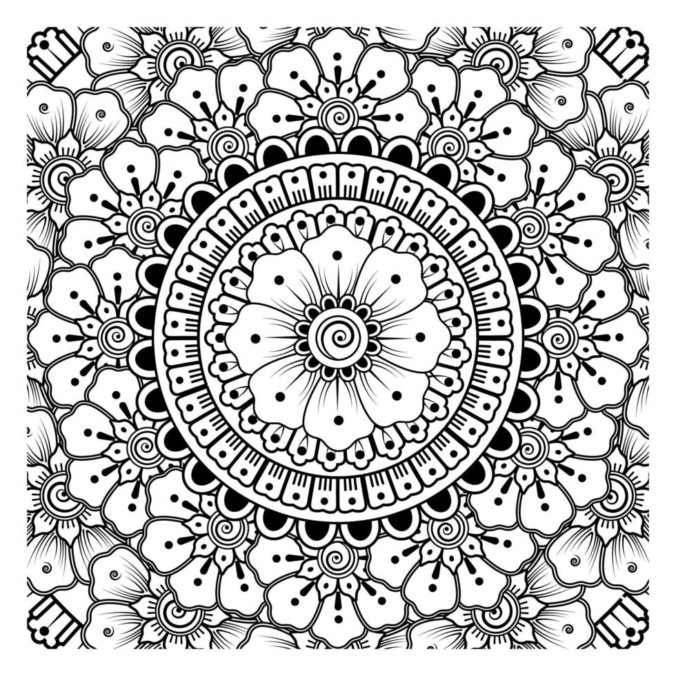 mehndi bloem voor henna, mehndi, tatoeage, decoratie. decoratief ornament in etnische oosterse stijl, doodle ornament, schets hand tekenen. kleurboek pagina. vector