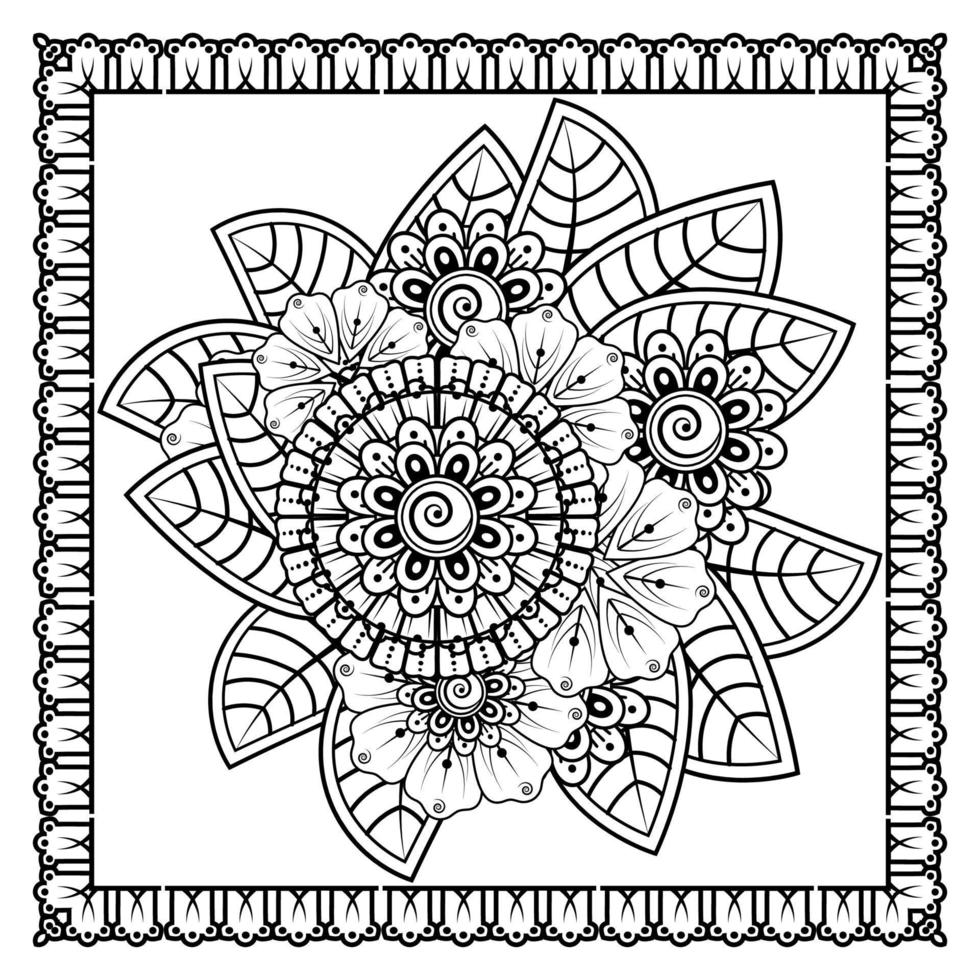 mehndi bloem voor henna, mehndi, tatoeage, decoratie. decoratief ornament in etnische oosterse stijl, doodle ornament, schets hand tekenen. kleurboek pagina. vector