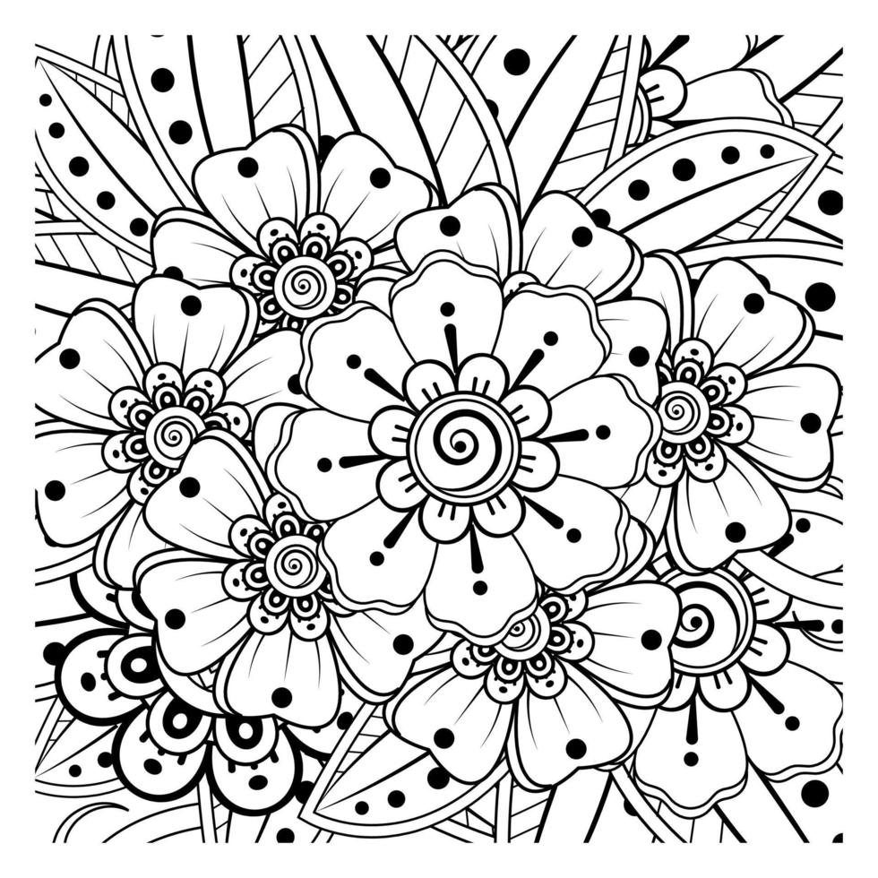 mehndi bloem voor henna, mehndi, tatoeage, decoratie. decoratief ornament in etnische oosterse stijl, doodle ornament, schets hand tekenen. kleurboek pagina. vector