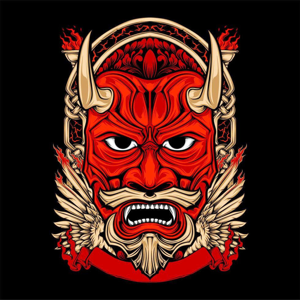 knap japans oni-masker vector