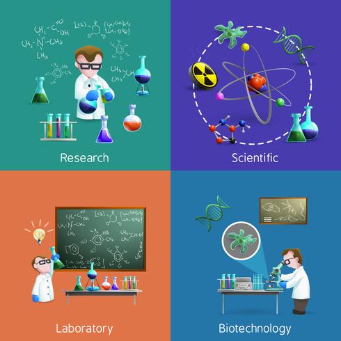 Wetenschappers In Lab Icons Set vector