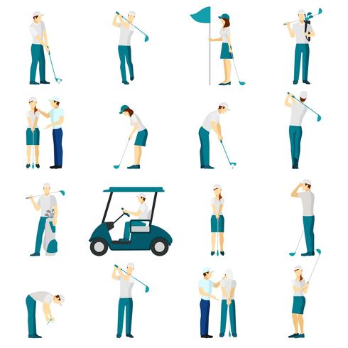 Golf mensen vlakke set vector