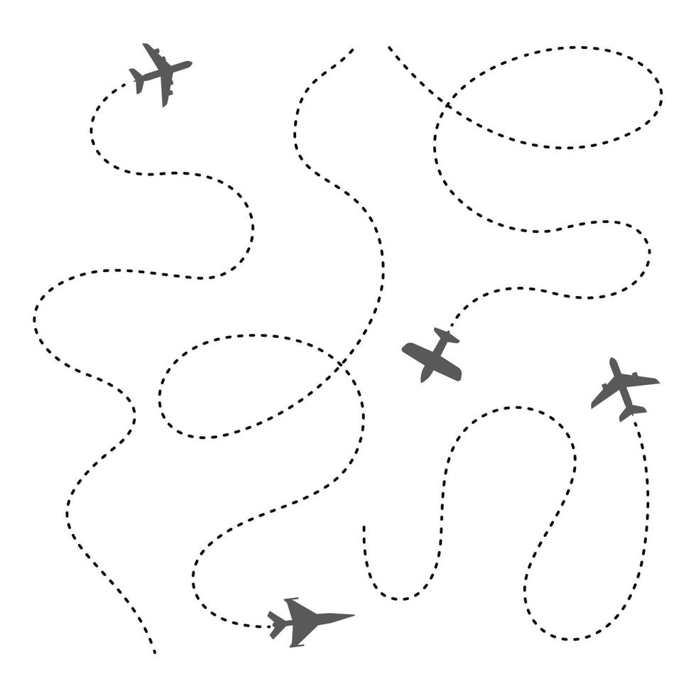 vliegtuig lijn pad vliegtuig directionele route kaart vectorafbeelding vector