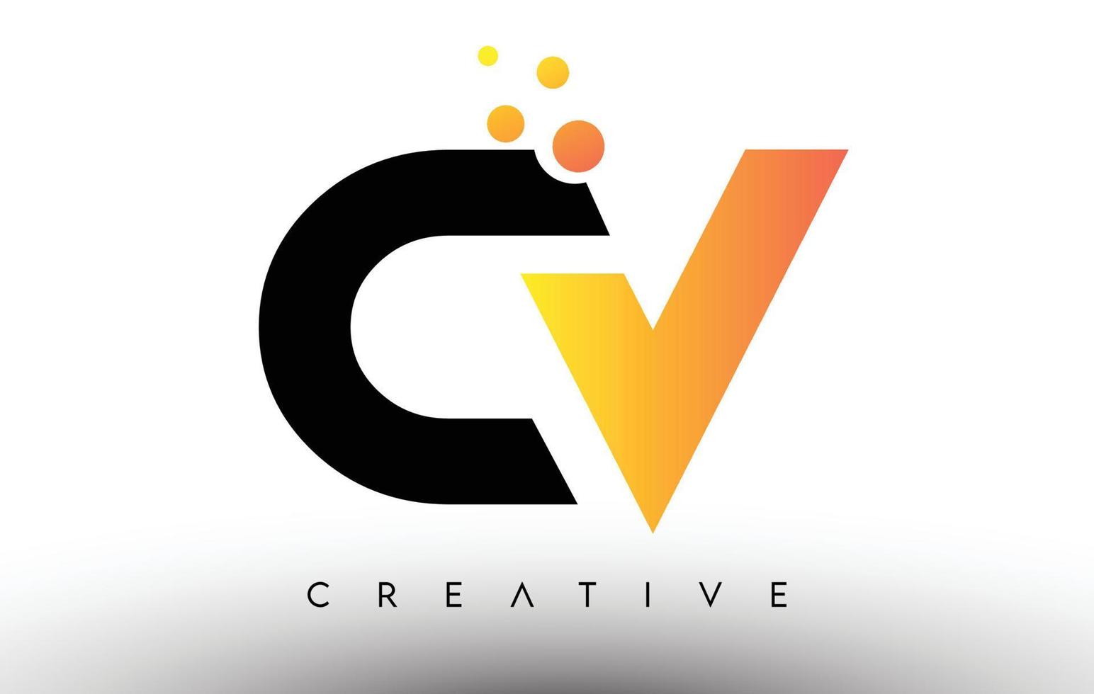 cv zwart oranje brief logo ontwerp. cv icoon met stippen en bubbels vector logo