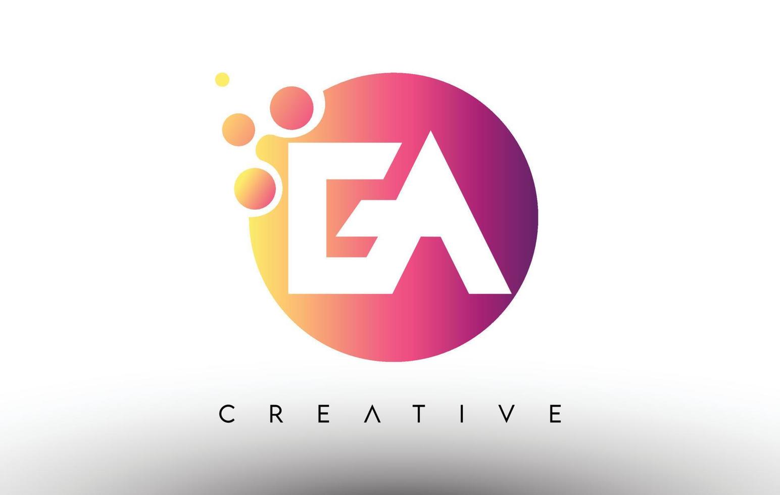 ea stippen bubbels letters in een cirkel. ea letter design logo met paars oranje kleuren vector