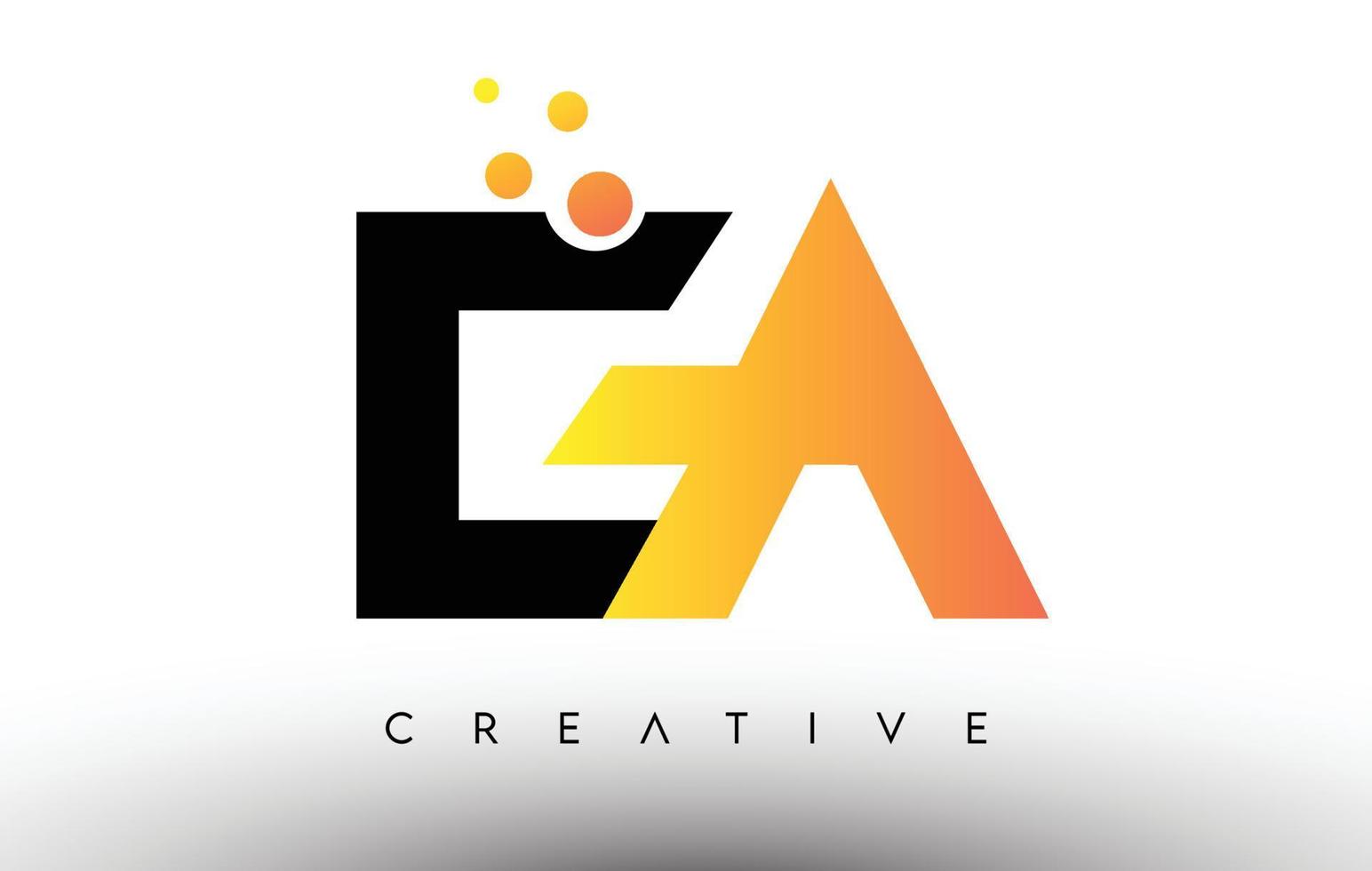 ea zwart oranje letter logo ontwerp. ea pictogram met stippen en bubbels vector logo