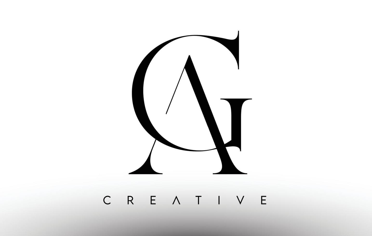ag minimalistisch serif modern letterlogo in zwart-wit. ag creatieve serif logo ontwerp pictogram vector