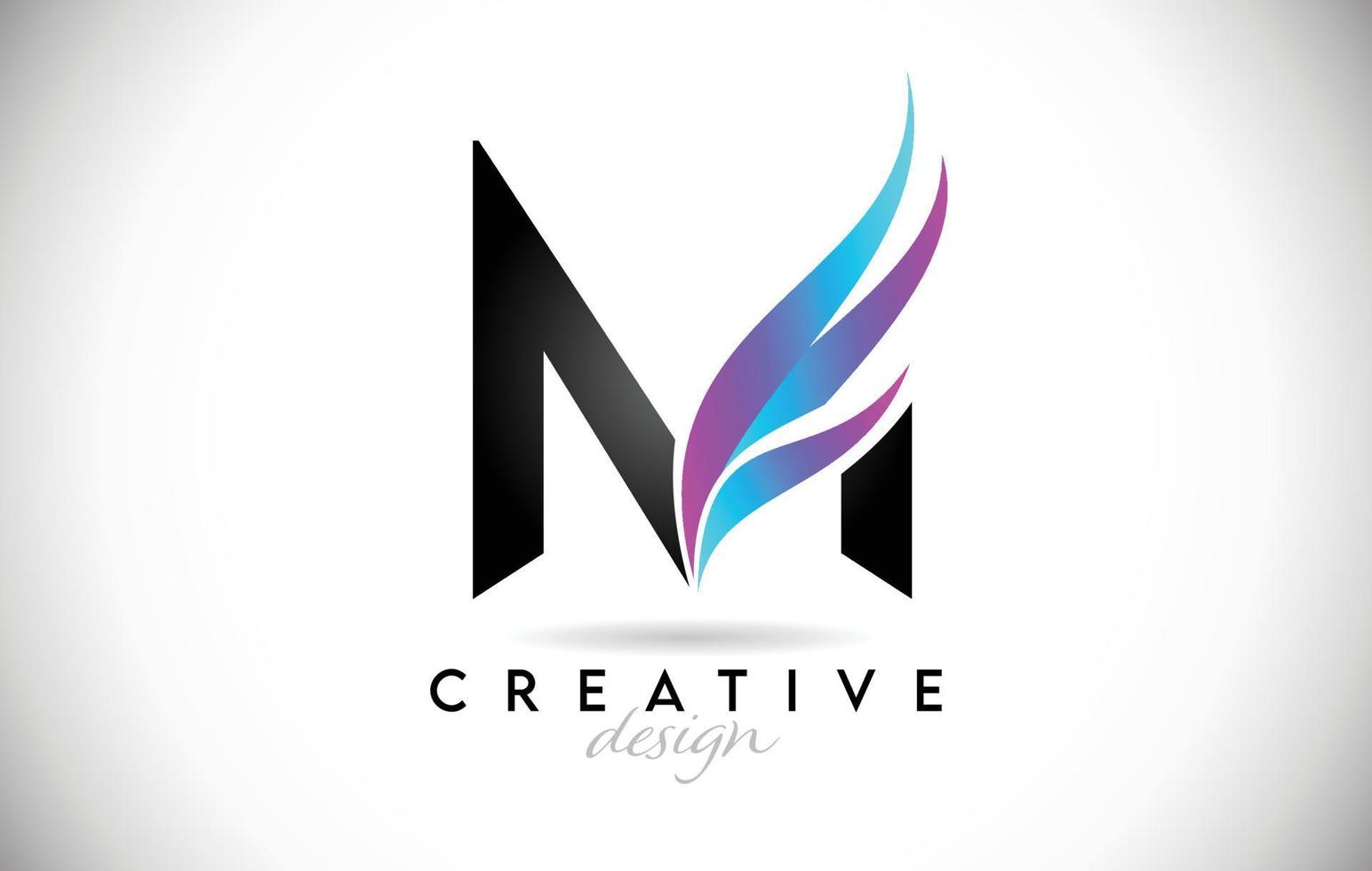 letter m-logo met creatieve gradiënt swooshes. creatieve elegante letter m met kleurrijk vectorpictogram vector