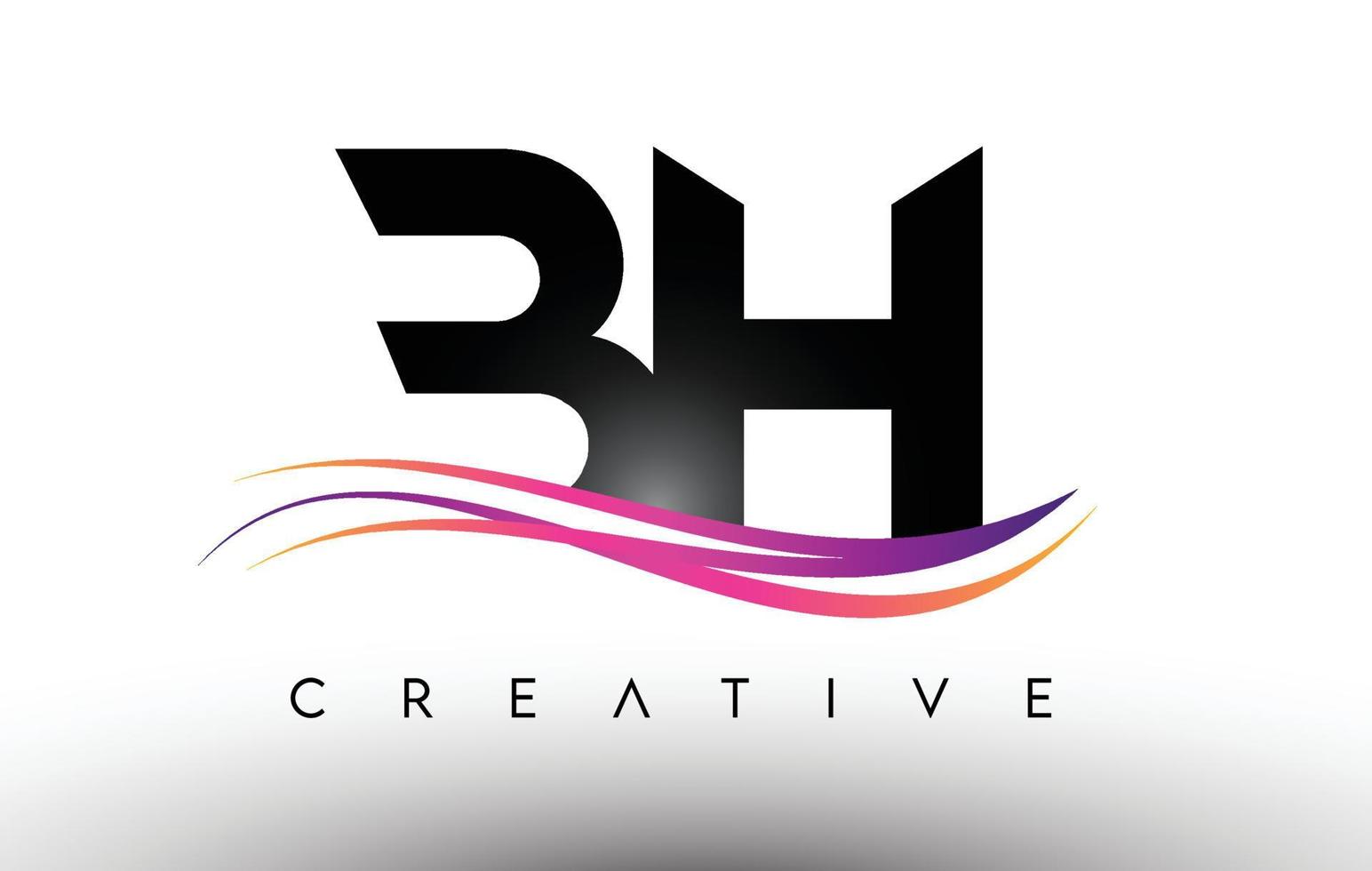 bh logo ontwerp letterpictogram. bh-letters met kleurrijke creatieve swoosh-lijnen vector