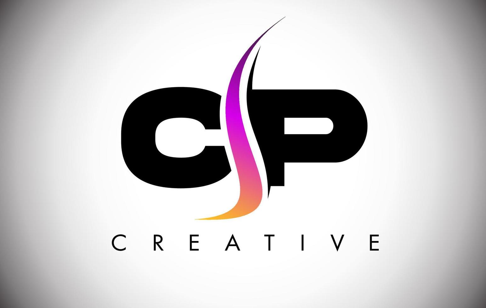 cp letter logo-ontwerp met creatieve shoosh en moderne look vector