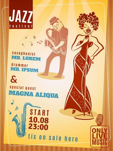 Jazz muziekfestival vintage poster vector