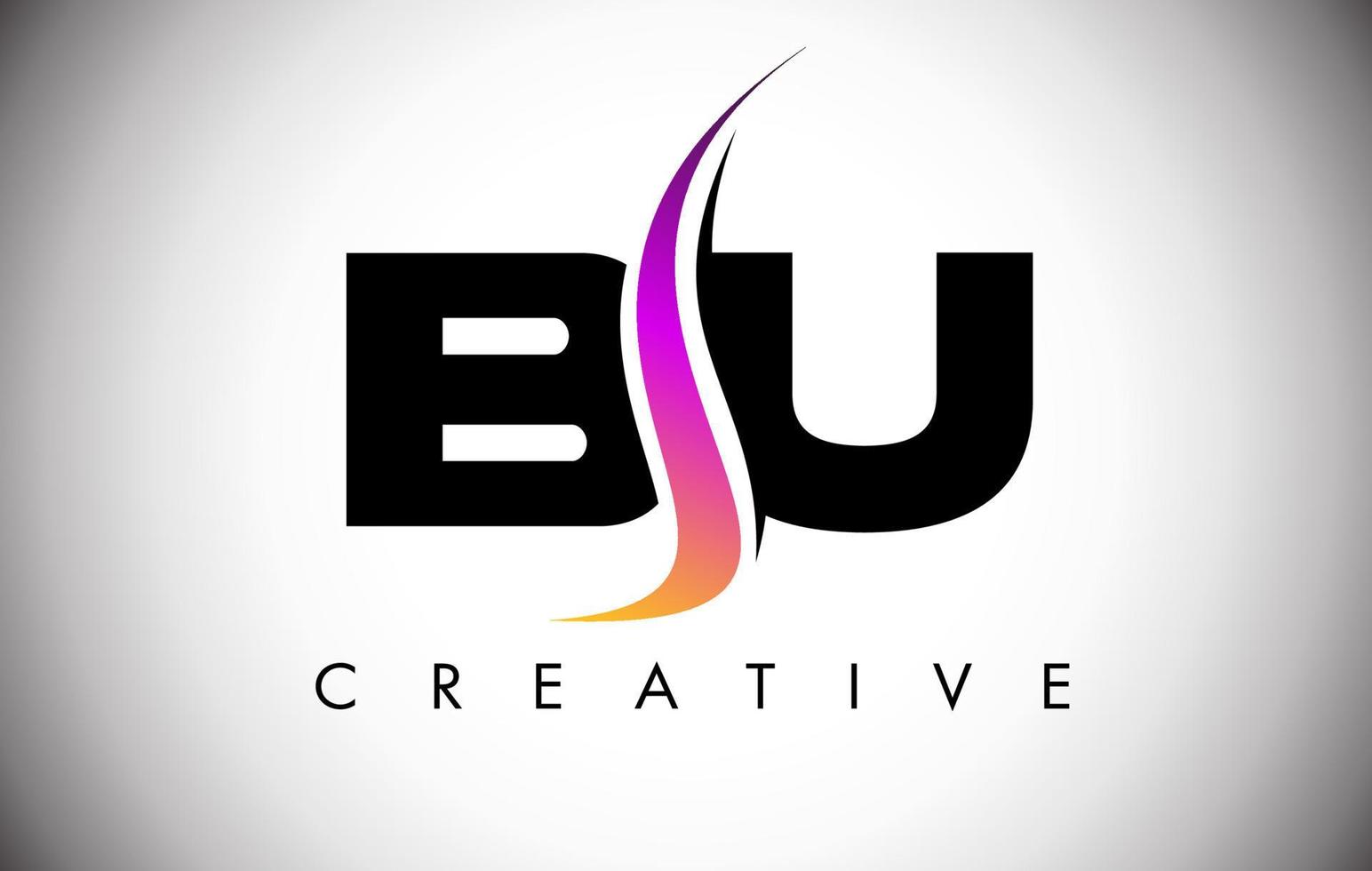 bu letter logo-ontwerp met creatieve shoosh en moderne look vector