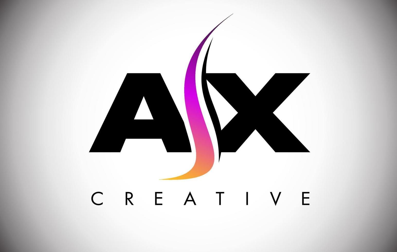 ax letter logo-ontwerp met creatieve shoosh en moderne look vector