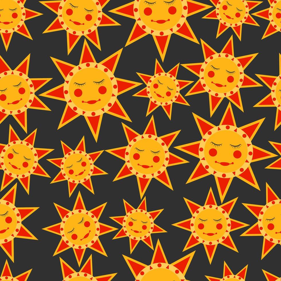 naadloos patroon met zonsymbool van de Russische pannenkoekweek vastenavond of maslenitsa platte vectorillustratie vector