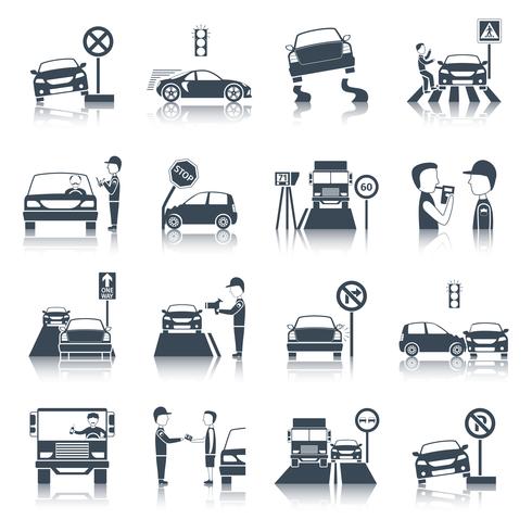 Verkeersovertreding Icons Set vector