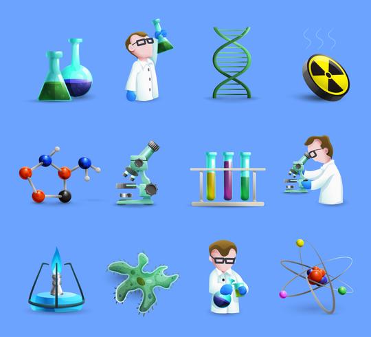 Science Laboratoriumapparatuur Icons Set met vector