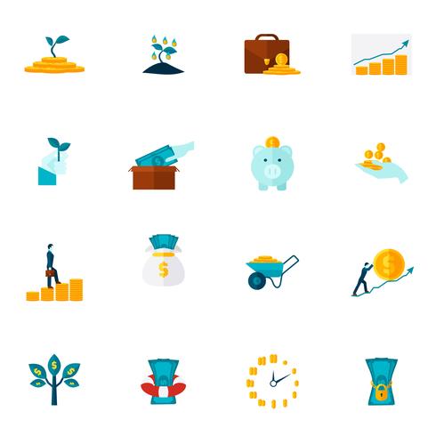 Investeringen Flat Icon Set vector