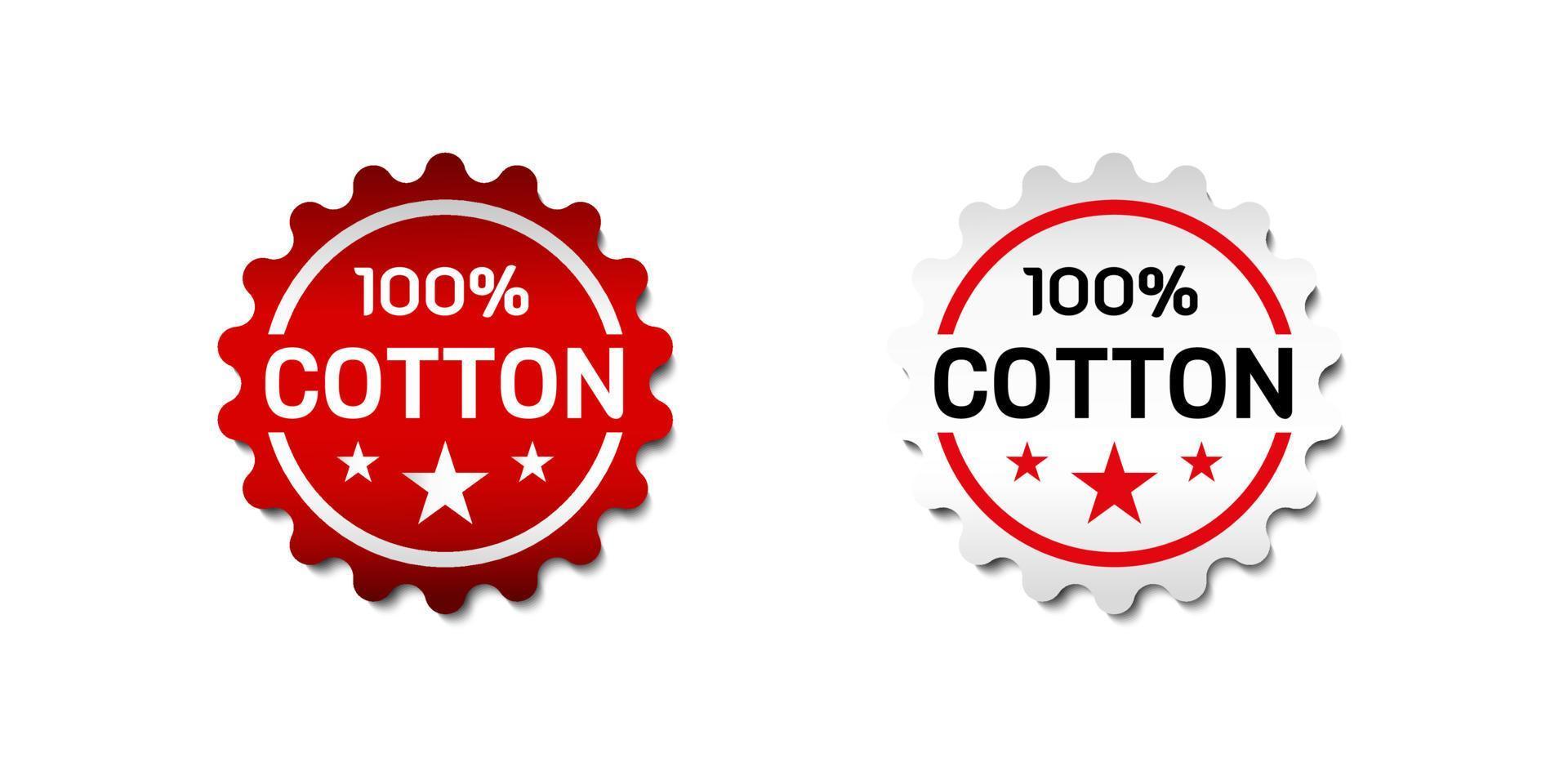 100 procent katoenen labelsticker. voor commercieel rood kledingproductlabel. met stersymbool. premium en luxe vectorillustratieontwerp vector